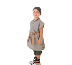 Costume grigio da fruttiera medievale con sciarpa per bambino