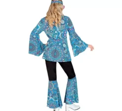 Costume hippie anni '60 mandala blu scuro per donna