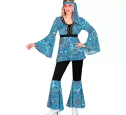 Costume hippie anni '60 mandala blu scuro per donna