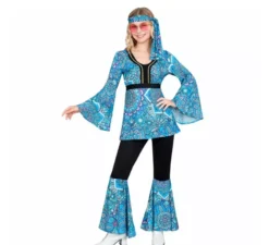 Costume hippie anni '60 mandala blu scuro per donna