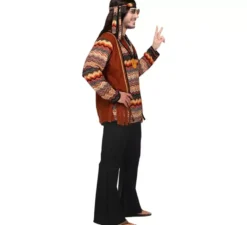 Costume hippie a righe colorate per uomo