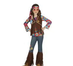 Costume hippie con gilet marrone per bambina