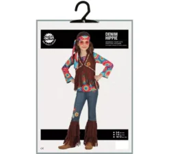 Costume hippie con gilet marrone per bambina