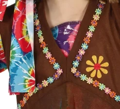 Costume hippie con gilet marrone per bambina