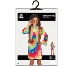 Costume hippie con vestito multicolore per bambina