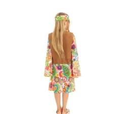Costume Hippie Flowers con gilet per bambina