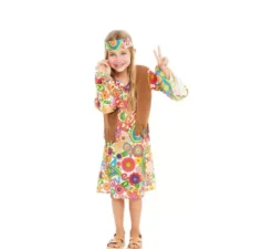 Costume Hippie Flowers con gilet per bambina