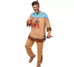 Costume indiano Apache con copricapo per uomo