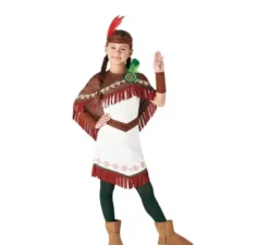 Costume India White Cloud con frange per bambina