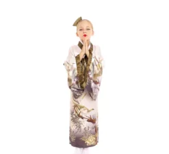 Costume Kimono giapponese tradizionale color pastello per ragazza