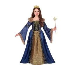 Costume lungo da regina medievale per bambina