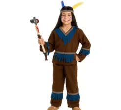 Costume Marrone da indiano con frange blu per bambino
