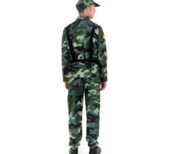 Costume militare mimetico verde con berretto per adulto