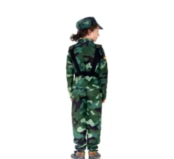 Costume militare mimetico verde con berretto per bambini
