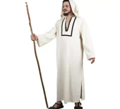 Costume Morisca Djellaba bianco con cappuccio per uomo