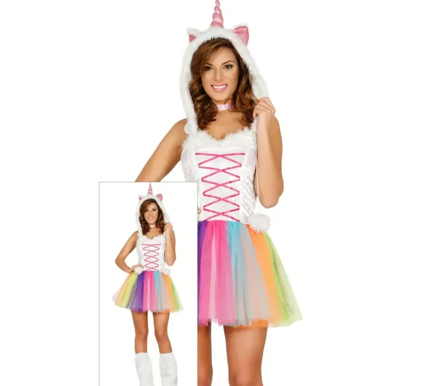 Costume multicolore di unicorno con tutu per donna