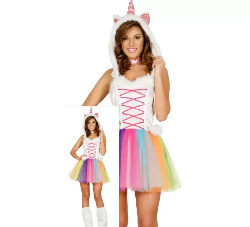 Costume multicolore di unicorno con tutu per donna