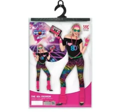 Costume nero con stampa alla moda anni '80 per donna