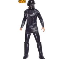 Costume nero Death Trooper stella deluxe guerre per uomini