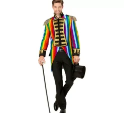 Costume o frac a righe arcobaleno per uomo