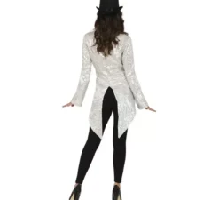 Costume o Frac con paillettes argento per donna