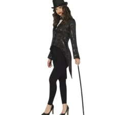 Costume o frac nero con paillettes per donna