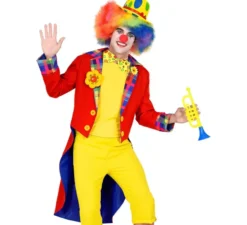 Costume o giacca da clown rosso e giallo per uomo