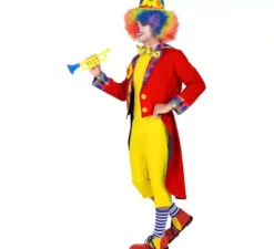 Costume o giacca da clown rosso e giallo per uomo