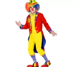 Costume o giacca da clown rosso e giallo per uomo