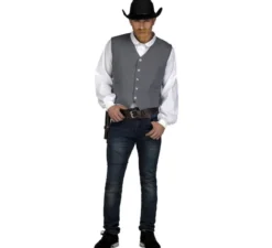 Costume o gilet da cowboy grigio per uomo