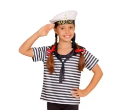 Costume o kit da marinaio a righe classico per bambini: maglietta e berretto