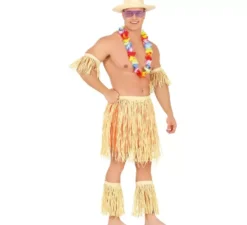 Costume o kit hawaiano o polinesiano: braccialetto, gonna e parastinchi