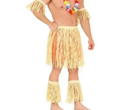 Costume o kit hawaiano o polinesiano: braccialetto, gonna e parastinchi