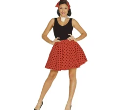 Costume o Kit Pin Up rosso anni '50 per donna: gonna e fiocco