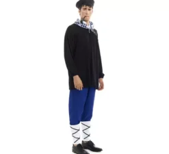 Costume Olentzero nero e blu con sciarpa per uomo