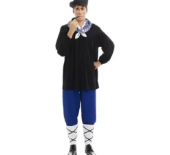 Costume Olentzero nero e blu con sciarpa per uomo
