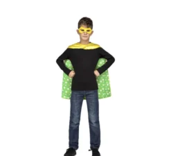 Costume o mantello da supereroe giallo e verde per bambini