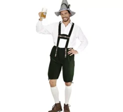 Costume o pettorale bavarese scuro in pelle per uomo