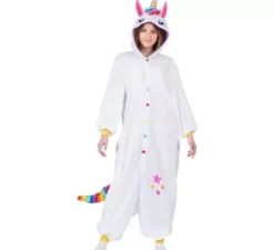 Costume o Pigiama da Unicorno Bianco con cappuccio per adulto