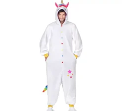 Costume o Pigiama da Unicorno Bianco con cappuccio per adulto