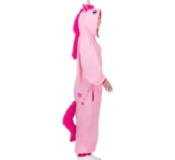 Costume o pigiama da Unicorno rosa con cappuccio per adulto