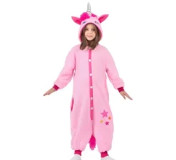 Costume o pigiama da Unicorno rosa con cappuccio per bambini