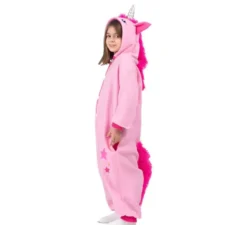 Costume o pigiama da Unicorno rosa con cappuccio per bambini