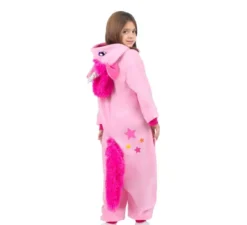 Costume o pigiama da Unicorno rosa con cappuccio per bambini