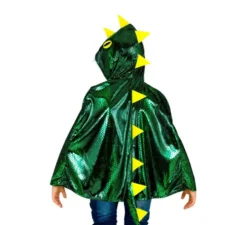 Costume o Poncho di Drago Verde Brillante con Cappuccio per bambini