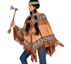 Costume o poncho indiano nativo con stampa per adulti