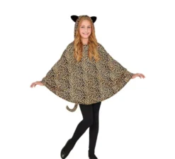 Costume o Poncho Leopardo con Cappuccio per bambini