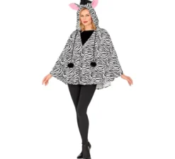 Costume o Poncho Zebra con Cappuccio per adulto