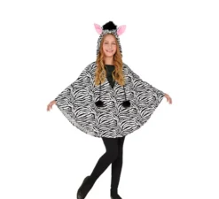Costume o Poncho Zebra con Cappuccio per bambini