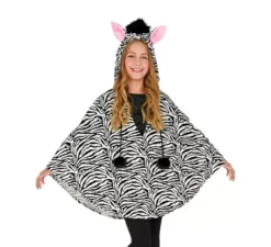 Costume o Poncho Zebra con Cappuccio per bambini